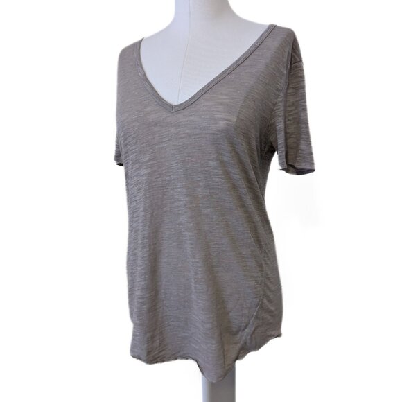 Wilfred Free V-Neck T-Shirt Grey Sheer Casual Flowy Relaxed Fit Heather Size S - Picture 2 of 6